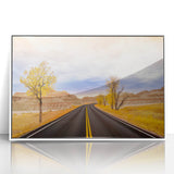 Art deco poster of South Dakota Badlands in muted earth tones on framed acrylic, suitable for modern art wall decor.