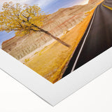 Art deco poster of South Dakota Badlands in warm earth tones on rolled canvas, suitable for dining room wall art.