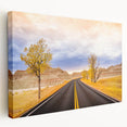 Panoramic view of South Dakota's Badlands on large stretched canvas, featuring earthy tones, ideal for kitchen wall art.