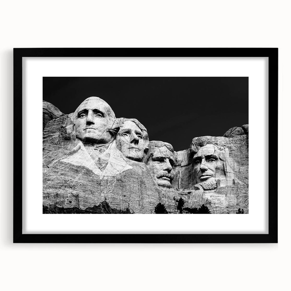 Colorful abstract art print of Mt. Rushmore in vibrant hues on a large textured canvas, ideal for living room decor.