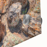 Large abstract depiction of South Dakota scenery in muted earth tones on acrylic glass, suitable for dining room art.