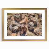Extra large abstract art print of South Dakota scenery in gold frame, ideal for living room decor.