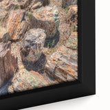 Extra large framed canvas featuring a textured depiction of South Dakota scenery in black with colorful accents.