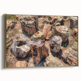 Framed canvas featuring a vintage-style landscape painting of South Dakota, with muted earth tones.