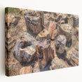 Side view of a large stretched canvas depicting a South Dakota landscape in earthy tones, suitable for kitchen wall art.