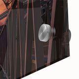Large abstract wall art of Memphis scenery in muted earth tones on acrylic glass, ideal for dining room decor.
