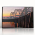 Large abstract wall art depicting Memphis scenery in mid-century modernist style, framed in black acrylic.
