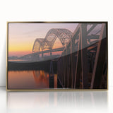 Framed acrylic print of Memphis skyline in muted gold tones, ideal for modern art wall decor.