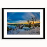 Extra large abstract art print of Austin skyline in colorful, textured hues on a black framed canvas.