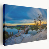 Large art of Austin, Texas skyline in muted earth tones on stretched canvas, suitable for kitchen wall art.