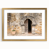 Extra large abstract art print featuring textured scenery of San Antonio, in muted gold and blue tones.