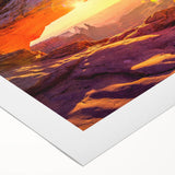 Art deco poster of Arches National Park in muted earth tones on rolled canvas, ideal for dining room decor.