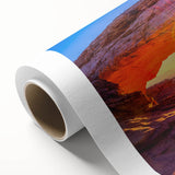 Art Deco poster of Arches National Park in Utah, featuring a minimalist style on rolled canvas.