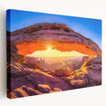 Arches National Park landscape on large stretched canvas, featuring earthy red and orange tones.