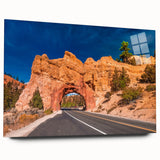 Acrylic print of Bryce Canyon in vibrant orange and red tones, suitable for bedroom or dining room decor.