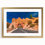 Extra large framed wall art of Bryce Canyon in muted orange and red tones, ideal for living room decor.