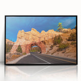 Large abstract wall art depicting Bryce Canyon in muted earth tones on a framed acrylic, ideal for modern living room decor.