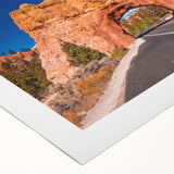 Art deco poster of Bryce Canyon in muted orange and red tones, printed on rolled canvas, suitable for dining room decor.