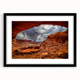 Extra large, textured abstract art print of colorful Utah Canyonlands on a framed canvas.