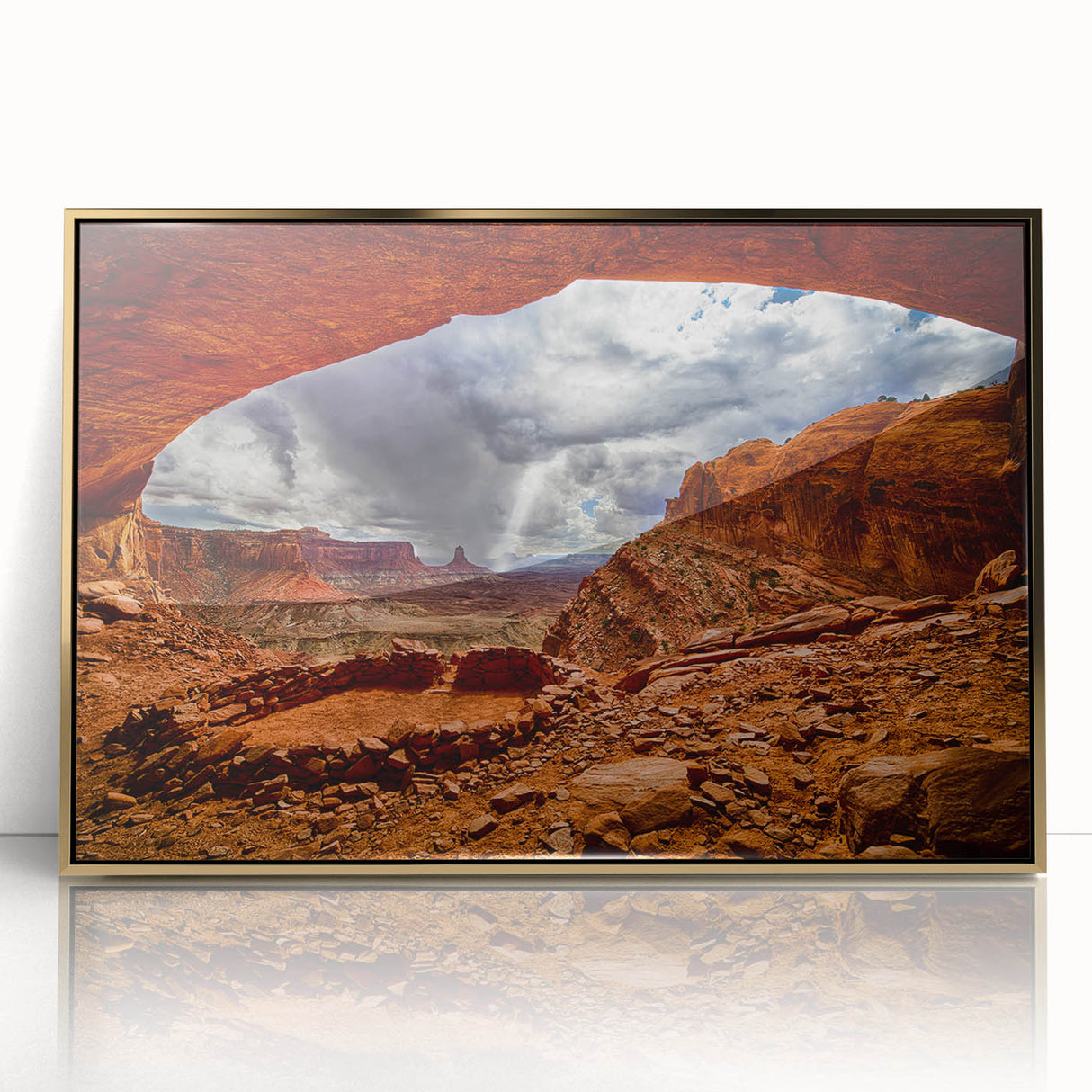 Framed acrylic print of Canyonlands National Park in earth tones, suitable as a large art print for modern decor.