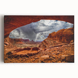 Black and white photograph of Canyonlands on stretched canvas, ideal for kitchen wall art.