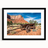 Colorful abstract art print of Utah's Capitol Reef, in a black frame with mat, ideal for living room decor.