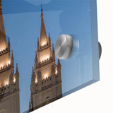 Large abstract wall art of Salt Lake City in muted earth tones on acrylic glass, suitable for dining room ambiance.