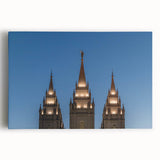 Black and white photograph of Salt Lake City on stretched canvas, suitable for kitchen wall art.