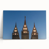 Black and white photograph of Salt Lake City on stretched canvas, ideal for kitchen wall art or bedroom ambiance.