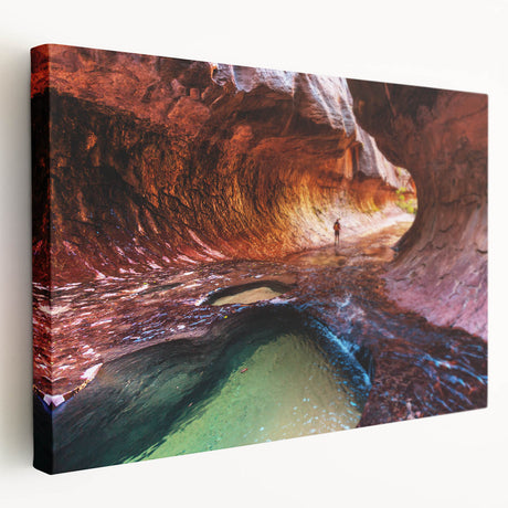 Large canvas print of Zion National Park with vivid orange and red tones, ideal for kitchen wall art.