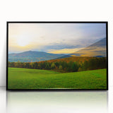 Large abstract wall art depicting a Vermont landscape in earthy tones on a framed acrylic.