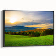 Black and white framed canvas depicting a vintage Vermont landscape, ideal for bedroom wall art.