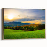 Framed canvas featuring a vintage Vermont landscape in muted gold and black, ideal for bedroom wall decor.