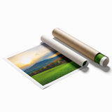 Extra large rolled canvas print featuring a serene Vermont landscape with lush greenery and floral elements.