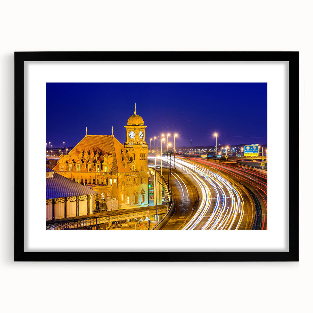 Extra large abstract art print of a colorful, textured Virginia scenery on a black framed canvas.