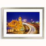 Textured abstract art print depicting a stylized Virginia landscape in muted earth tones, framed in silver.