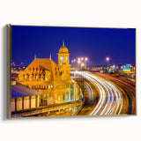 Framed canvas featuring a vintage-style landscape painting of Virginia scenery in muted earth tones.