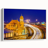 Vintage poster art of Virginia scenery on framed canvas, featuring colorful elements, ideal for living room decor.