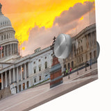 Acrylic print of Washington DC Capitol in abstract style with muted gray tones, ideal for dining room art.