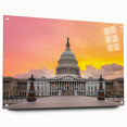 Acrylic print of Washington D.C. Capitol with muted earth tones, perfect for dining room decor.