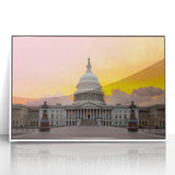 Acrylic print of the Washington DC Capitol in art deco style with monochrome tones, suitable for modern art wall decor.