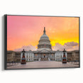 Black and white framed canvas featuring the Washington D.C. Capitol, ideal for bedroom wall decor.