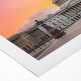Art deco poster of Washington D.C. Capitol in muted colors on rolled canvas, ideal for dining room wall art.