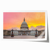 Rolled print of Washington D.C. Capitol with soft pastel shades, ideal for art wall dining room or classy bathroom decor.