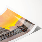 Extra large wall art featuring a line art depiction of flowers with muted tones on a rolled print.