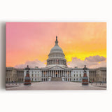 Black and white stretched canvas of the Washington DC Capitol, ideal for kitchen art.