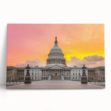 Black and white stretched canvas of the Washington DC Capitol, ideal for kitchen wall art or bedroom decor.
