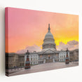 Washington DC Capitol depicted in muted tones on a large stretched canvas, suitable for kitchen wall art.