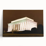 Black and white stretched canvas of the Lincoln Memorial, ideal for kitchen wall art or bedroom ambiance.