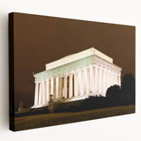 Large canvas print featuring the Lincoln Memorial at dusk with soft pink and blue sky, suited for kitchen wall art.